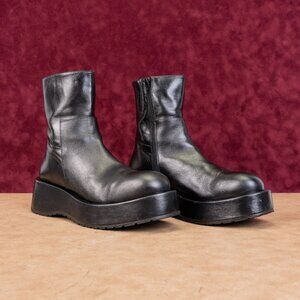 Paloma Barcelo Women Platform Festival Black Leather Zip Boots 10-10.5US EUR41